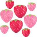 Strawberry Paper Lanterns, 8" & 12" Large Strawberry Hanging Lantern, Strawberry Hanging Decorations for Fruit Theme Birthday Party Decor(8 Pcs, Red&Pink) (Mix)