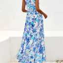 BTFBM Womens Summer Maxi Dresses 2025 Casual Sleeveless V Neck Loose Fit Floral Boho Dress Beach Long Sundress (M)