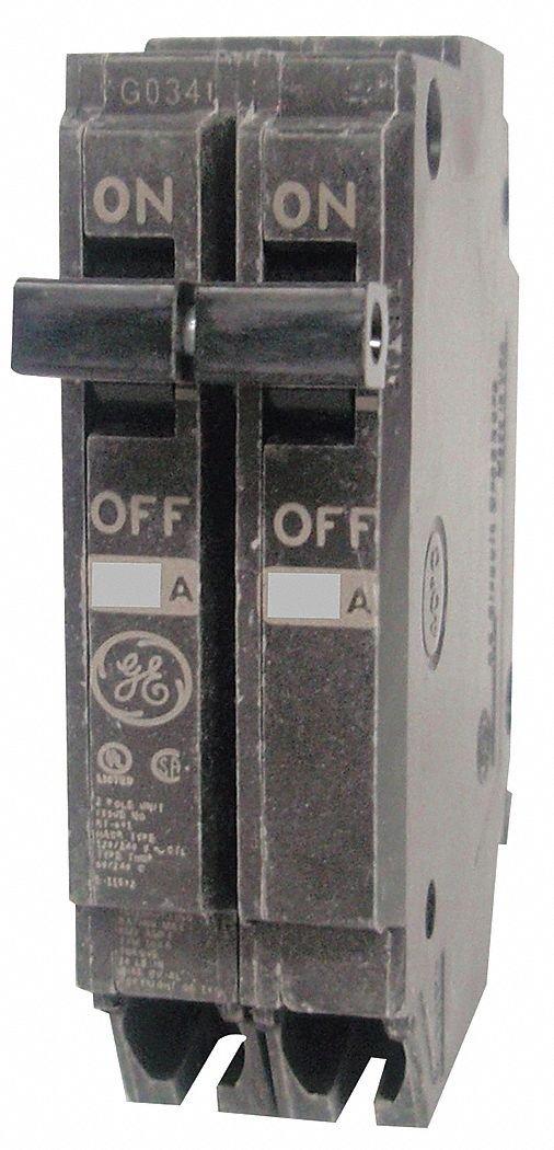 GE Plug in Circuit Breaker, THQP, Number of Poles 2, 40 Amps, 120/240VAC, Standard