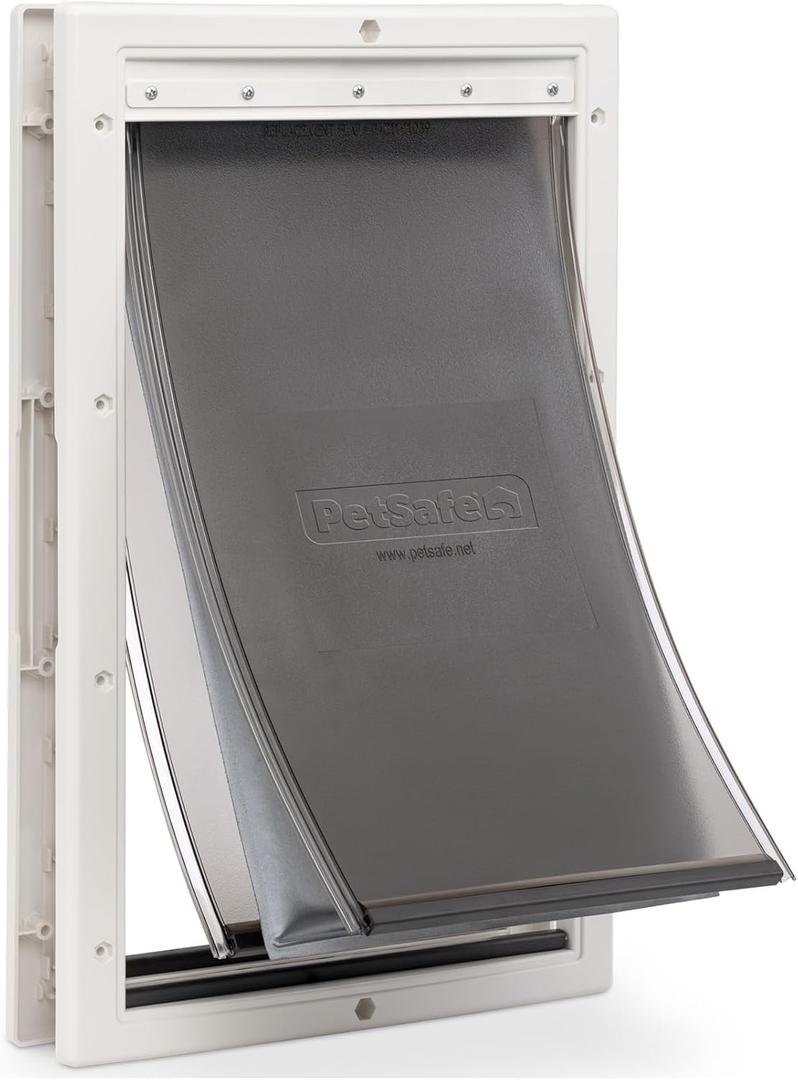PetSafe Extreme Weather Dog Door for Exterior Door - Energy Efficient Door for Cats and Dogs Insulated Flap System, for Large Dogs up to 100 lb - Plastic Frame