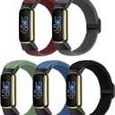Braided Stretchy Solo Loop Compatible for Fitbit Luxe Bands for Women Men, Nylon Elastic Straps Wristbands for Fitbit Luxe, 5 Packs