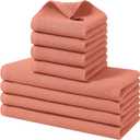 Homaxy 100% Cotton Kitchen Towels and Dishcloths Set, 12 x 12 Inches and 13 x 28 Inches, Set of 8 Bulk Kitchen Towels Set, Ultra Soft Absorbent Dish Cloths for Washing Dishes, Coral