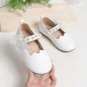 CENCIRILY Toddler Little Girls Flower Dress Shoes Mary Jane Ballet Flats Party School Bowknot Princess Wedding Shoes (A18/Cream)