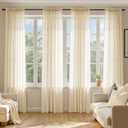 MIULEE Butter Cream Sheer Curtains 84 Inches Long, 4 Panels Set, Rod Pocket Voile Drapes Light Filtering and Semi Transparent, Elegant Window Treatments for Bedroom Living Room,42 x 84 Inches