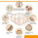 TOMBOSS Foldable Baby Playpen, Beige, Oxford Cloth, 50x50 Inch, Collapsible Play Yard with Mesh Sides and Toy Rings