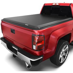 oEdRo Soft Roll up Truck Bed Tonneau Cover Compatible with 2014-2019 Chevy Silverado/GMC Sierra 1500 (2019 Legacy/Limited ONLY), 2015-2019 Silverado Sierra 2500 HD 3500 HD, 6.6 ft Bed