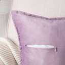 MADIZZ Set of 2 Super Soft Velvet Decorative Throw Pillow Covers 18x18 inch Violet Square with Fringe Luxury Style Cushion Case Pillow Shell for Sofa Bedroom