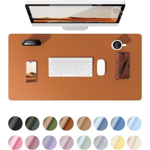 YSAGi Desk Pad Protector, Large Mouse Mat, Non-Slip PU Leather Waterproof Laptop Desk Blotter/ Writing Pad for Office and Home (23.6" x 13.8", Brown)