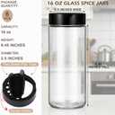 6 Pack 16 oz Glass Spice Jars with Shaker Tops Lids Large Spice Bottle with Lids for Kitchen, Herbs, Sugar, Pantry Herb Salt Pepper Storage (Round)