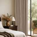 PONY DANCE Linen 100% Blackout Curtains 84 inches Long for Bedroom Living Room Darkening Full Black Out Rod Pocket Back Tab Textured Thermal Insulated Window Curtain Drapes, 2 Panels Set, Linen/Burlap