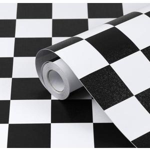 Amiya Checkered Wallpaper Peel and Stick Black White Mosaic Checkerboard Contact Paper 17.3”X120”Modern Self Adhesive Vinyl Removable Wall Paper for Shelf Liner,Classroom,Cabinets,Living Room