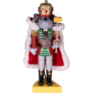Clever Creations Mouse King 14 Inch Traditional Wooden Nutcracker, Festive Christmas Dcor for Shelves and Tables