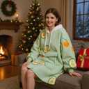 Qeils Wearable Blanket Hoodie for Women, Comfy Sherpa Sweatshirt Blanket as Birthday Christmas Gifts, Oversized Pullover Jacket Blanket Hoodie for Adult (Avocado, Adult)