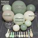 Dusty Green White Balloon Arch Kit Double Stuffed, Sage Mint Green Sand Ivory Boho Balloon Garland with Clear Bobo Latex for Neutral Baby Shower Bridal Wedding Birthday Woodland Party Decoration