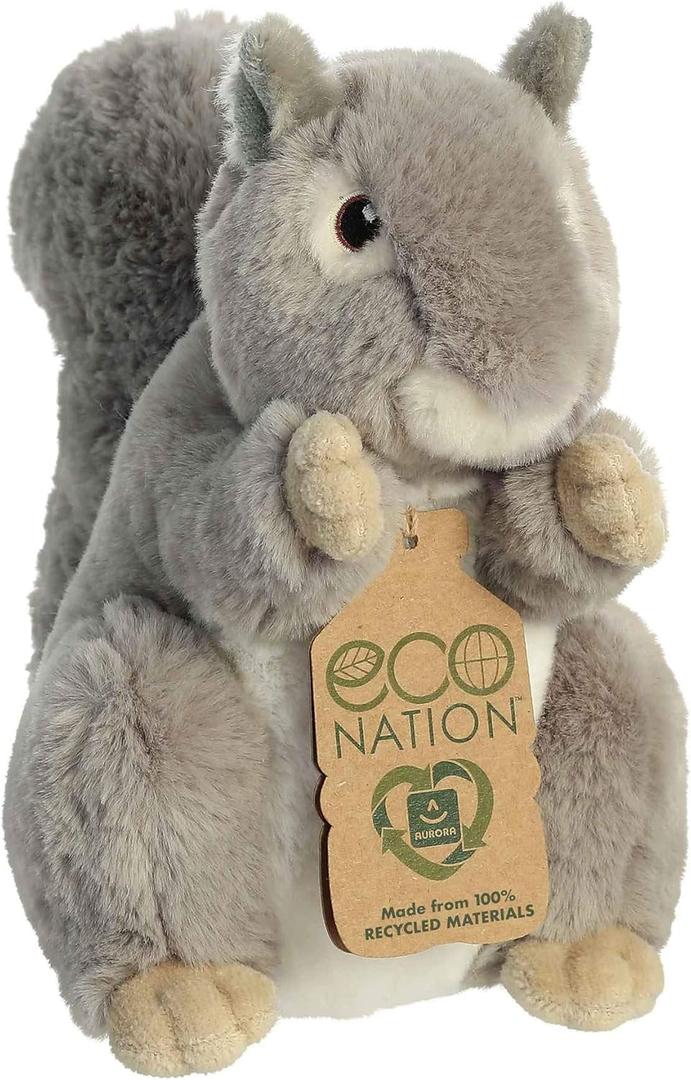 Aurora Responsibly Made Eco Nation Squirrel Stuffed Animal - Ideal for Playtime Adventures - Perfect for Birthdays or Just Because - Gray 8 Inches