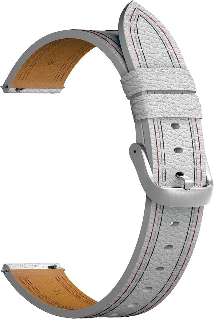 2 x LDFAS Compatible for Samsung Galaxy Watch 7/6 Classic 47mm 43mm/5 Pro 45mm Bands, 20mm No Gaps Silicone Hybrid Leather Watch Strap Compatible for Samsung Galaxy Watch 6/5/4 40mm/44mm Band