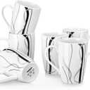 VEWEET Coffee Mugs Set of 6, 16 OZ Large Coffee Cups Set, White Mug Sets Ceramic Mugs Set with Big Handle, Microwave Dishwasher Safe, Series Fiona