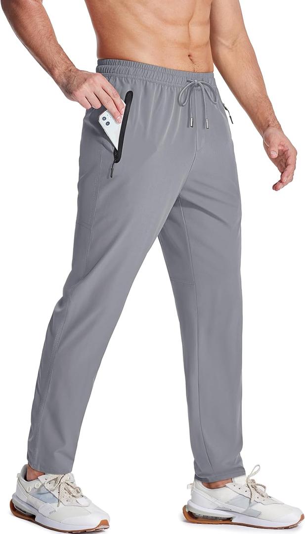 MAGCOMSEN Men's Lightweight Hiking Pants Quick Dry Stretch Running Workout Outdoor Sweatpants with Zipper Pockets (34)