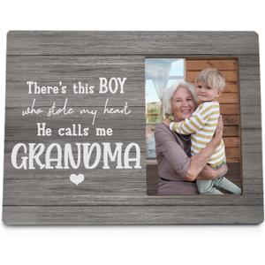 Grandma Picture Frames, Grandson Gifts from Grandma 8x10 Photo Frame,Mothers Day Gifts for Grandma from Grandson,This Boy Who Stole My Heart He Calls Me Grandma Picture Frame for Tabletop Wall