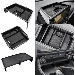 3PCS Center Console Organizer Set Compatible with 2024 2025 2026 Toyota Grand Highlander Accessories  Dashboard Organizer + Front Console Insert Divider + Armrest Storage Box, ABS Storage Tray