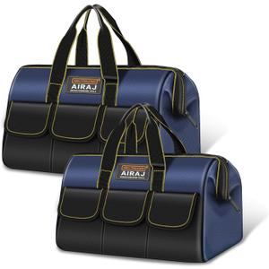 Tool Bag 2-Pack Set | AIRAJ 14" & 16" Portable Tool Bag | Wide Mouth Tool Bags for Men and Women | Small Tool Tote | Tool Organizer for Home Repairs,Garage Storage,Professional Work | Tool Box