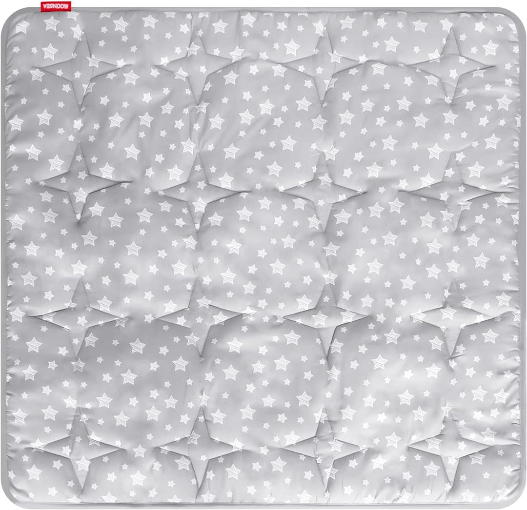 Moonsea Kids Play Mat for Indoor and Outdoor Playhouse Tent, Toddler Mat Pad Fitted for 47x47 Inch Kids Indoor and Outdoor Fun Playtime Tent, Star Print Baby Nursery Quilted Rug