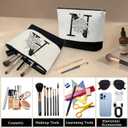 2 x Custom Glass Cup & Makeup Bag Set - Personalized Gifts for Women, Initial 16 oz Glass Tumbler with Lid & Straw, Monogram Makeup Bag - Birthday Gifts For Women, Mother's Day Presents(N)