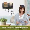 Key Holder Wall Mount, Wooden Adhesive Mail and Key Organizer with Drawer, Small Shelf, 8 Hooks, 2 Installation Methods, Black