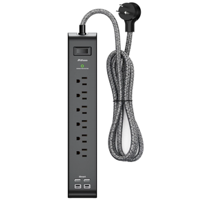 1 Pack Surge Protector Power Strip with 6 Outlets 4 USB Ports 5-Foot Long Heavy-Duty Braided Extension Cords Flat Plug 900 Joules 15A Circuit Breaker Wall Mount for Home Office ETL Listed