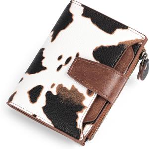 FALAN MULE Small Wallet for Women Leather Bifold Compact RFID Blocking Small Womens Wallet Purse (Milk white)