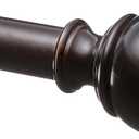 Amazon Basics Adjustable Sturdy Curtain Rod for Windows with Round Finials, Easy Install Hardware, 1-Inch Rod, 72" to 144", Dark Bronze, 1-Pack