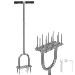 Lawn Aerator Tool, 43.3" Pre-Assembled Lawn Aerator with 12 3.5" Lengthened Iron Spikes, Efficient Manual Grass Spikes Aerator for Yard Aerating, Garden Tools, Easy to Use