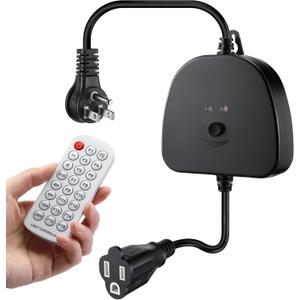 Christmas Light Controller with Remote, Multiple Lighting Effects, Timer, Dusk to Dawn Sensor Control, for Indoor Outdoor Holiday Xmas Lights, Waterproof(1 Channel/16 Functions,Black)