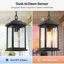 Gleamz Large Outdoor Pendant Lights, Black Dusk to Dawn Outdoor Pendant Lights for Porch, Aluminum Hanging Porch Light with E26 Socket, Waterproof Exterior Hanging Lighting Fixtures for Gazebo Balcony