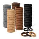 iFwevs Hair Bands Hair ties for Thick Hair, 50PCS Seamless Cotton Simply Ponytail Holders Headband Scrunchies Hair Accessories No Damage (Neutral Colors)