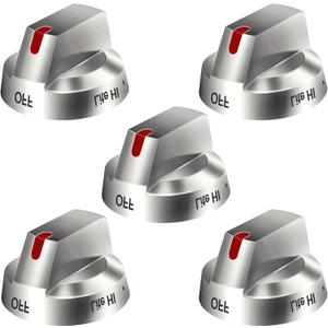 DG64-00473A Fits Samsung Stove Knob Replacement, Top Burner Control Dial for Samsung Gas Stove Knobs, Compatible with Stove Number NX58H5600SS NX58H5650WS NX58J7750SS NX58M6850SS, 5 Pack (Silver)