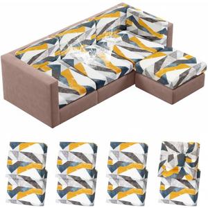 8Pcs Stretch Patio Cushion Covers, Printed Waterproof Patio Sofa Cushion Covers with Buckle Design, Washable Outdoor Couch Chair Cushion Covers Geometry Replacement Furniture Cover