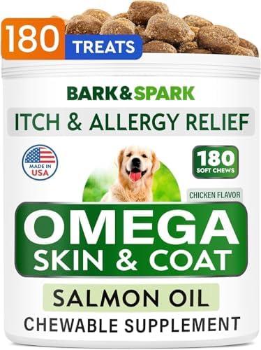 15 Pack of BARK&SPARK Omega 3 for Dogs - 180 Fish Oil Treats for Dog Shedding, Skin Allergy Chews, Itch Relief, Hot Spots Treatment - Joint Health - Skin and Coat Supplement - EPA & DHA Fatty Acids - Salmon Oil , BB 7/2028