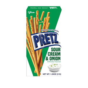 Glico Pretz Sour Cream & Onion Baked Snack Sticks, 1.09 Ounce (Pack of 5), Best Before 18 September 2025 