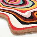 Handmade Irregular Shape Wool Area Rug | Modern Colourful Abstract Wave Design with Throw Illusion Pattern Carpet for Living Room Bedroom Dining Room & Home Decor (Multi, 4x4 ft)