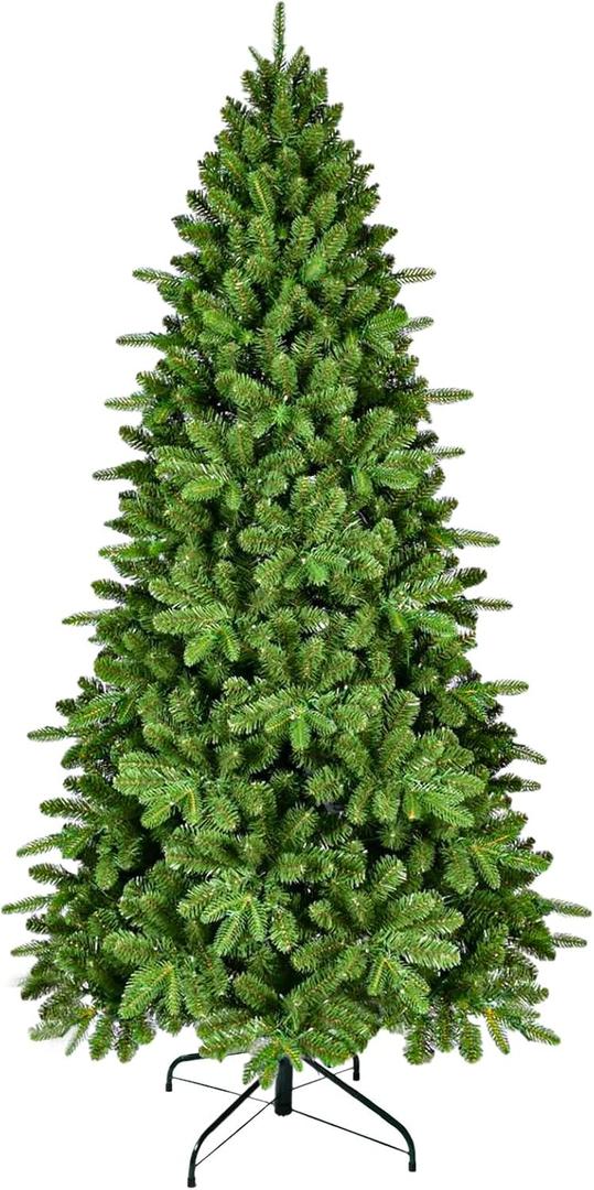 6 Ft Artificial Christmas Tree, Premium Outdoor Holiday Christmas Tree for Home, Office, Party Christmas Decoration, 1168 PE+PVC Branch Tips, Easy Assembly, Metal Hinges & Foldable Base, Green