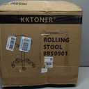 KKTONER Rolling Saddle Stool PU Leather Swivel Adjustable Rolling Stool with Wheels Salon Chair Black, 48 X 18.9 X 45 Cm
