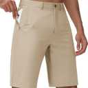 JWM Mens Golf Shorts 8"/11" Inseam with Zip Pocket Flat Front Dress Short | Stretch Lightweight Quick Dry Hybrid Casual Work Hiking Fishing Performance Comfy Chino Shorts for Men Summer with Drawstring (Beige, S)