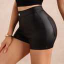 winkbay Women's High Waisted Straight Leg Skinny Shorts Party Streetwear Shorts with Pockets Black Small (Black, S)