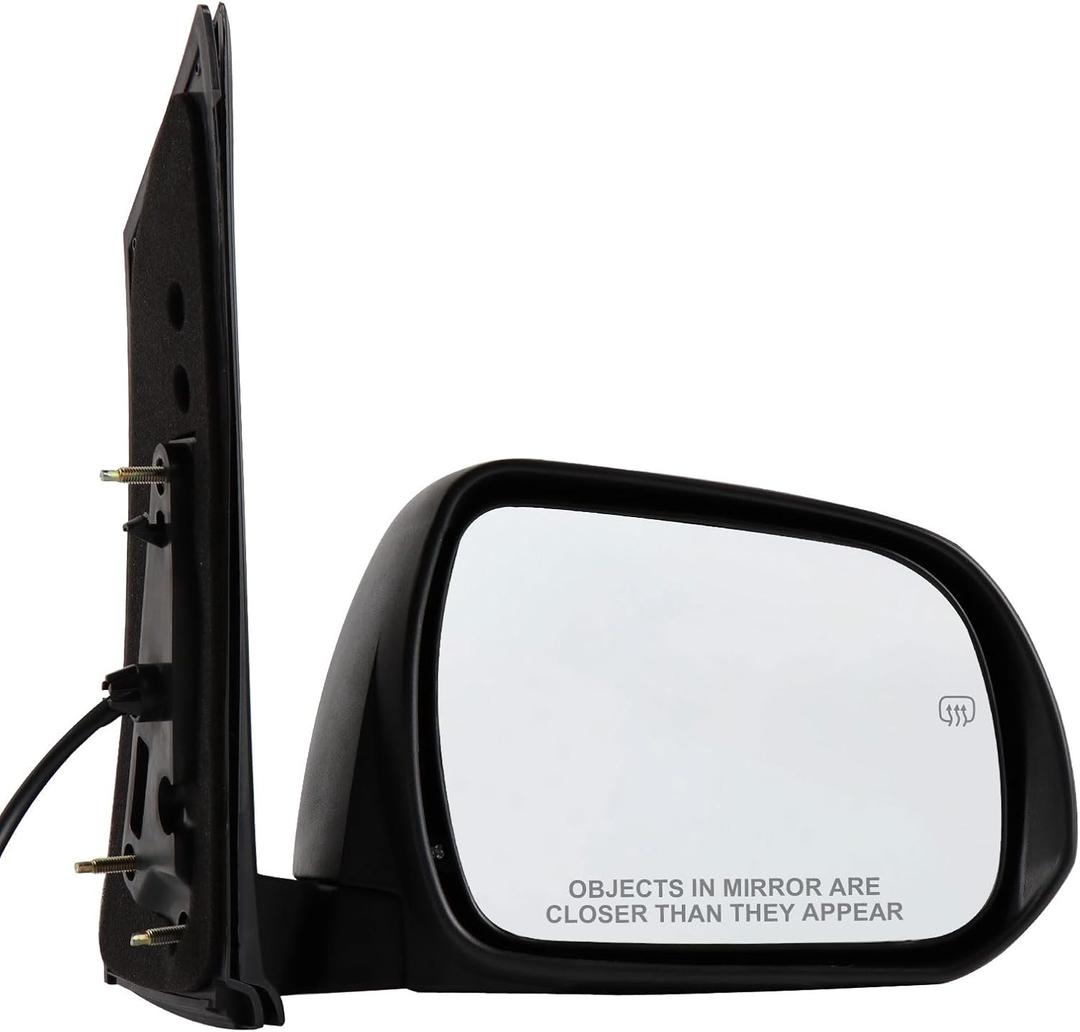 Passenger Side Mirror Compatible with 2011-2014 Toyota Sienna 5Pins with Power Glass Heated Manual Folding Black Right Side View Mirrors Replace TO1321265