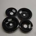 Stove Burner Drip Pans W10288051 Burner Covers-2 Packs 6 W10290353 Black Porcelain Burner Pans and 8" W10290350 Stove Top Covers for Electric Stove by Sikawai