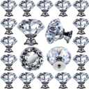 26 pcs Glass Cabinet Knobs Crystal Drawer Pulls Clear 30 mm Diamond for Kitchen, Bathroom Cabinet, Dresser and Cupboard by DeElf