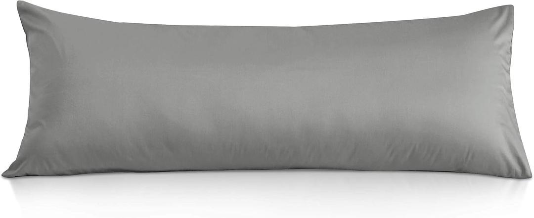 Leeden Body Pillow Cover, 100% Cotton 800 Thread Count 21 * 54 Breathable Long Pillow Protector Case w/No Zipper, Light Grey