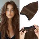 Halo Hair Extensions,S-noilite Halo Hair Extensions Real Human Hair,100% Thick Human Hair Halo Extensions for Women,22 Inch(100g) Natural Brown