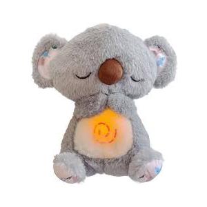 Anxiety Relief Koala, Soothing Breathing Koala Anxiety Relief Bear with Light and Music Breathing Koala Plush Toy Portable Plush Rest Koala Calming Sleep with Rhythmic Breathing Motion for Baby (Grey)